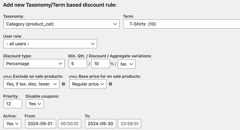 Advanced discount rule